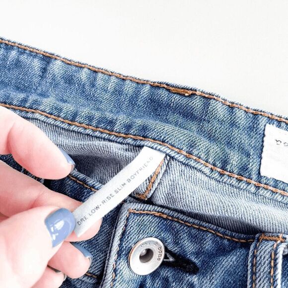 Rag & Bone Women's Mick With Holes Low Rise Slim Boyfriend Jeans Blue Size 24 - Picture 6 of 12